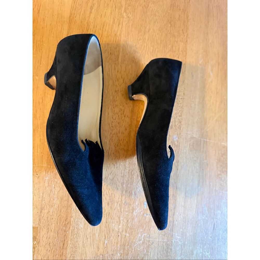 Silvia Fiorentina Italy Suede Pointed Toe Flats Scalloped Edge Dress Shoes size - Picture 7 of 11